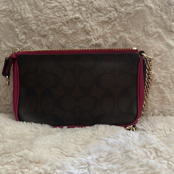 Coach Large Signature Logo Wristlet in Brown/Pink - Picture 3 of 6